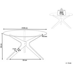 Wyld and Coco 80 cm Round Coffee Table - Tempered Glass Top Light Rubberwood Legs in Clear - thumbnail 3