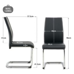 SONARA Modern Faux Leather Dining Chairs Set with Chrome Metal Legs in Black - Size: 2 Pack - thumbnail 3