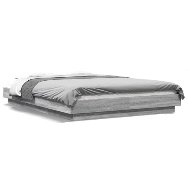 Berkfield Home Bed Frame with LED Lights without Mattress Grey Sonoma 140x200cm - Size: 140x200 cm - image 1