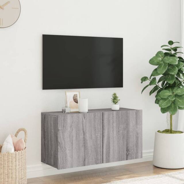 Berkfield Home TV Cabinet Wall-mounted Grey Sonoma 80x30x41 cm - Size: 80 x 30 x 41 cm - image 1