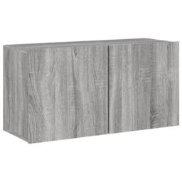 Berkfield Home TV Cabinet Wall-mounted Grey Sonoma 80x30x41 cm - Size: 80 x 30 x 41 cm - thumbnail 3