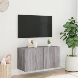 Berkfield Home TV Cabinet Wall-mounted Grey Sonoma 80x30x41 cm - Size: 80 x 30 x 41 cm - thumbnail 1
