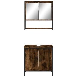 Berkfield Home 2 Piece Bathroom Furniture Set Smoked Oak Engineered Wood in Brown - thumbnail 5