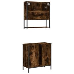 Berkfield Home 2 Piece Bathroom Furniture Set Smoked Oak Engineered Wood in Brown - thumbnail 8