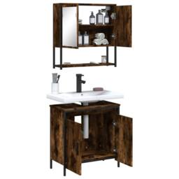 Berkfield Home 2 Piece Bathroom Furniture Set Smoked Oak Engineered Wood in Brown - thumbnail 4