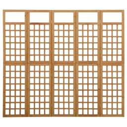 Berkfield Home 5-Panel Room Divider/Trellis Solid Fir Wood 201.5x180 cm in Brown - thumbnail 2