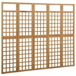 Berkfield Home 5-Panel Room Divider/Trellis Solid Fir Wood 201.5x180 cm in Brown - thumbnail 3