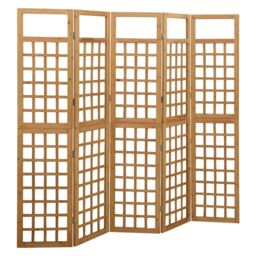 Berkfield Home 5-Panel Room Divider/Trellis Solid Fir Wood 201.5x180 cm in Brown - thumbnail 1