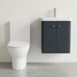 Balterley Wall Hung 2 Door Bathroom Vanity Unit, Tap & Toilet Pack, Grey, 479mm in Grey - thumbnail 8