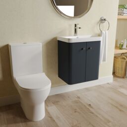 Balterley Wall Hung 2 Door Bathroom Vanity Unit, Tap & Toilet Pack, Grey, 479mm in Grey - thumbnail 4
