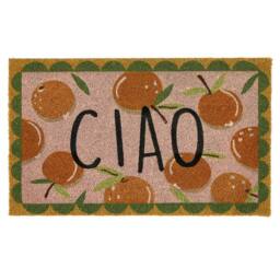 Madison & Mayfair Ciao Doormat with Orange Design in Coir in Brown - Size: 44 cm x 75 cm - thumbnail 2