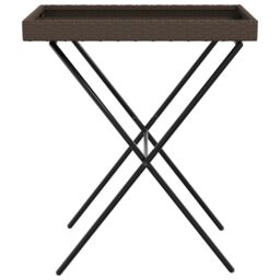 Berkfield Home Folding Tray Table Brown 65x40x75 cm Poly Rattan - Size: 65 x 40 x 75 cm - thumbnail 5