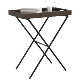 Berkfield Home Folding Tray Table Brown 65x40x75 cm Poly Rattan - Size: 65 x 40 x 75 cm - thumbnail 4