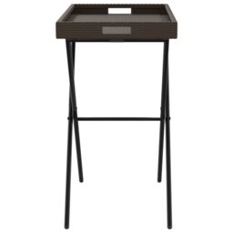 Berkfield Home Folding Tray Table Brown 65x40x75 cm Poly Rattan - Size: 65 x 40 x 75 cm - thumbnail 6