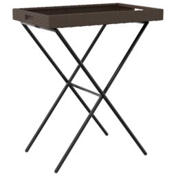 Berkfield Home Folding Tray Table Brown 65x40x75 cm Poly Rattan - Size: 65 x 40 x 75 cm - thumbnail 7