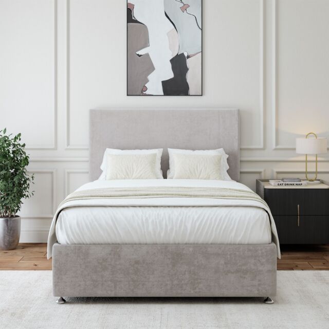Bedmaster Luxury Velvet 2 Drawer Divan Base in Light Grey - Size: Small Single - image 1