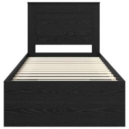Berkfield Home Bed Frame with Headboard Black 90 x 200 cm Solid Pine Wood - thumbnail 7