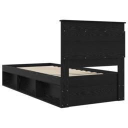 Berkfield Home Bed Frame with Headboard Black 90 x 200 cm Solid Pine Wood - thumbnail 9