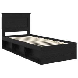 Berkfield Home Bed Frame with Headboard Black 90 x 200 cm Solid Pine Wood - thumbnail 4