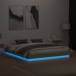 Berkfield Home Bed Frame with LED without Mattress Sonoma Oak 200x200 cm in Brown - thumbnail 4