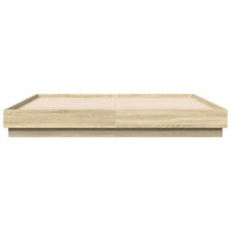 Berkfield Home Bed Frame with LED without Mattress Sonoma Oak 200x200 cm in Brown - thumbnail 6