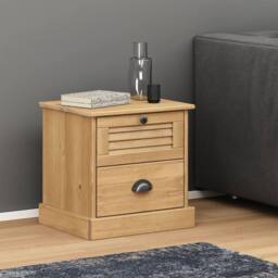 Berkfield Home Bedside Cabinet VIGO 42x35x40 cm Solid Wood Pine in Brown - Size: 42 x 35 x 40 cm