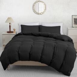 Pamposh Pre Washed Microfibre Duvet Cover Sets in Black - Size: Super King - thumbnail 2