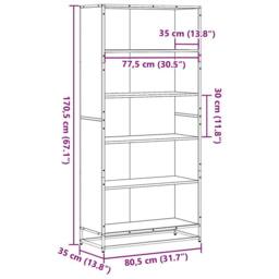 Berkfield Home Bookcase Smoked Oak 80.5x35x170.5 cm Engineered Wood in Brown - thumbnail 9