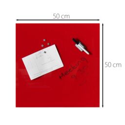 CARME HOME Wall Mounted Red Memo Glass Board with Magnets Pen Eraser - Size: W50 cm x H50 cm - thumbnail 3