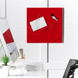 CARME HOME Wall Mounted Red Memo Glass Board with Magnets Pen Eraser - Size: W50 cm x H50 cm