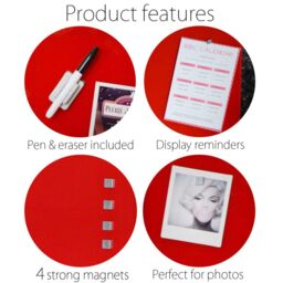 CARME HOME Wall Mounted Red Memo Glass Board with Magnets Pen Eraser - Size: W50 cm x H50 cm - thumbnail 2