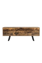 H&O Direct Industrial Style Wooden Flip Top Storage Bench Storage Cabinet in Brown - thumbnail 4
