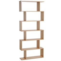 HOMCOM Storage Shelf Modern S-Shape Design Stand Unit Storage Display for Home in Light Oak - thumbnail 2