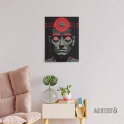 "Artery8 Big Brother Is Watching You George Orwell Canvas Wall Art Print in Red - Size: W24"" x H32""" - thumbnail 3