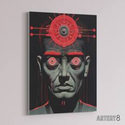 "Artery8 Big Brother Is Watching You George Orwell Canvas Wall Art Print in Red - Size: W24"" x H32""" - thumbnail 2