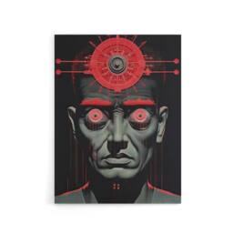 "Artery8 Big Brother Is Watching You George Orwell Canvas Wall Art Print in Red - Size: W24"" x H32""" - thumbnail 1