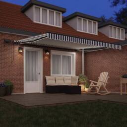 Berkfield Home Manual Retractable Awning with LEDs Anthracite&White 400x300 cm - thumbnail 1