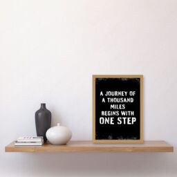 Artery8 A Journey Of A Thousand Miles Begins w/ One Step Inspirational Positive Motivational Gym Workout Living Room Typography Artwork Framed Wall - thumbnail 2