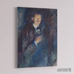 "Artery8 Self Portrait with Cigarette Munch Vintage Canvas Wall Art in Blue - Size: W18"" x H24""" - thumbnail 2