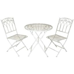 Charles Bentley Rustic Wrought Iron Outdoor Bistro Set - Antique White