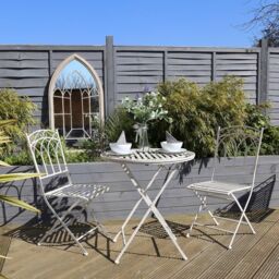 Charles Bentley Rustic Wrought Iron Outdoor Bistro Set - Antique White - thumbnail 5