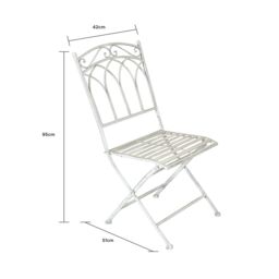 Charles Bentley Rustic Wrought Iron Outdoor Bistro Set - Antique White - thumbnail 6