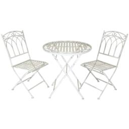 Rustic Wrought Iron Outdoor Bistro Set - Antique White