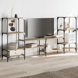 Berkfield Home TV Cabinet Sonoma Oak 206.5x28.5x95 cm Engineered Wood in Brown - thumbnail 3