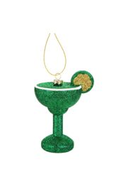 VFM e-Store Green Glitter Cocktail Decoration Hand Painted Hanging Christmas - thumbnail 1