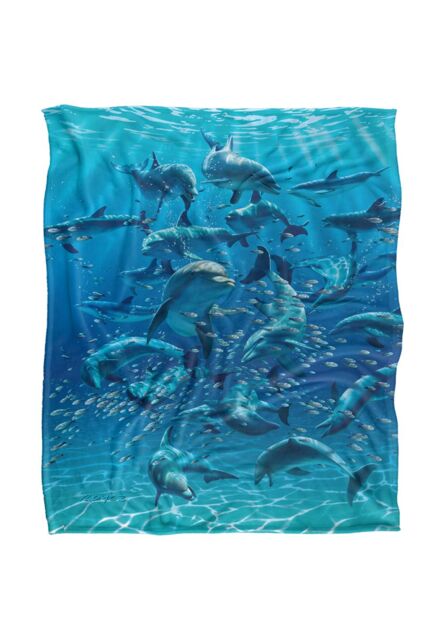 JQ Licensing Royce Mcclure Dolphin Twister Silky Touch Super Soft Throw Blanket 152 X 127 cm in White - image 1