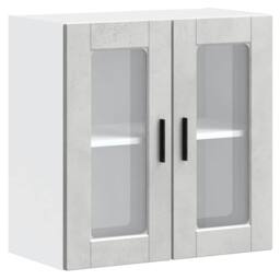 Berkfield Home Kitchen Wall Cabinet with Glass Door Porto Concrete Grey - thumbnail 1