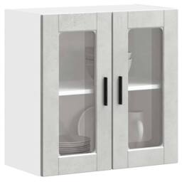 Berkfield Home Kitchen Wall Cabinet with Glass Door Porto Concrete Grey - thumbnail 6