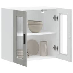 Berkfield Home Kitchen Wall Cabinet with Glass Door Porto Concrete Grey - thumbnail 5