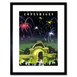 "Artery8 Copenhagen Denmark Tivoli Gardens Fireworks 12x16"" Framed Art Print - Size: W12"" x H16""" - thumbnail 1